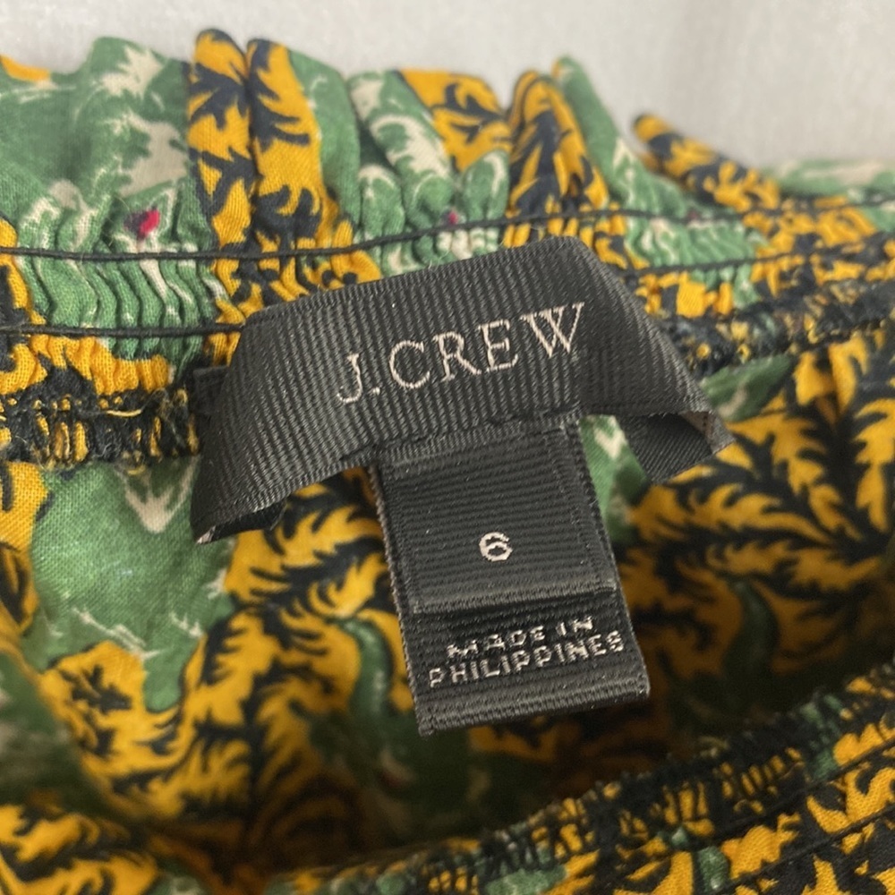 J. Crew Ratti Elephant Off Shoulder Ruffle Blouse - Size 6 - Picture 5 of 15